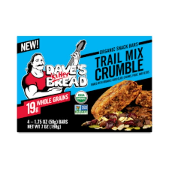 DAVES KILLER BR - Trail Mix Crumble Organic Snack 4 Bars 7OZ ( Pack of 6)