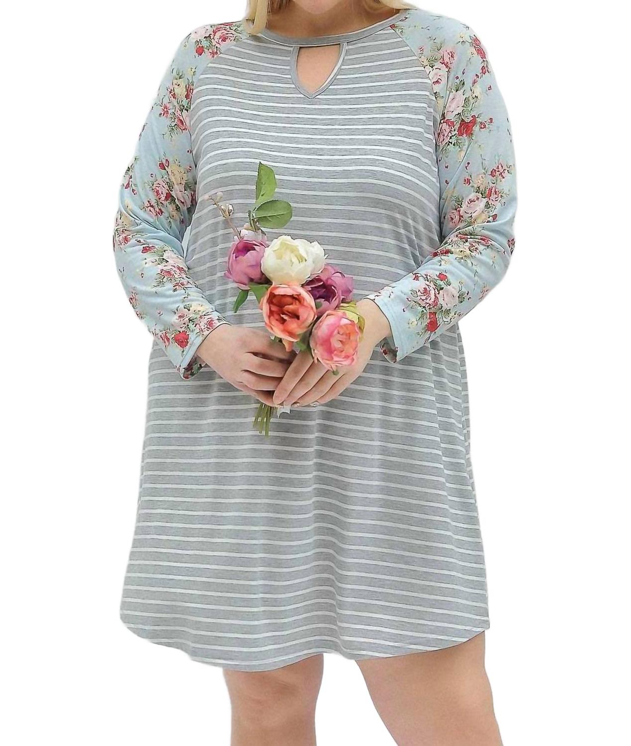 DAVI & DANI Keyhole Stripe Plus Dress - Walmart.com