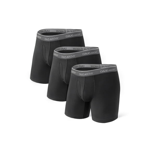 DAVID ARCHY Adult Men's Underwear Bamboo Boxer Briefs 3 Pack,Sizes S-XL