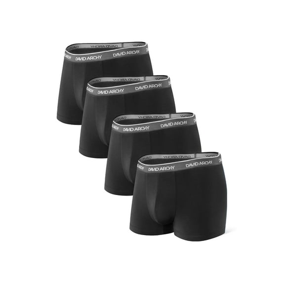 DAVID ARCHY Adult Men's Underwear Breathable Bamboo Rayon Trunks 4 Pack Multi Colors,Sizes S-2XL
