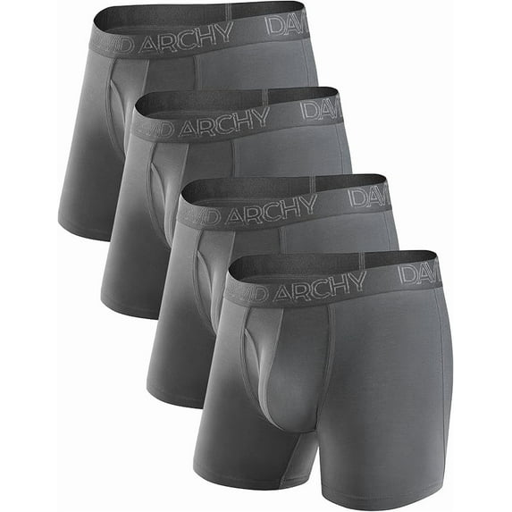 DAVID ARCHY Adult Men's Underwear Breathable Bamboo Rayon Trunks 4 Pack Multi Colors,Sizes S-2XL