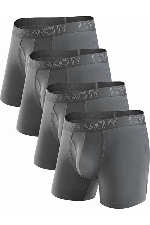 Adult Men's Underwear Breathable Bamboo Rayon Trunks 4 Pack Multi Colors,Sizes S-2XL