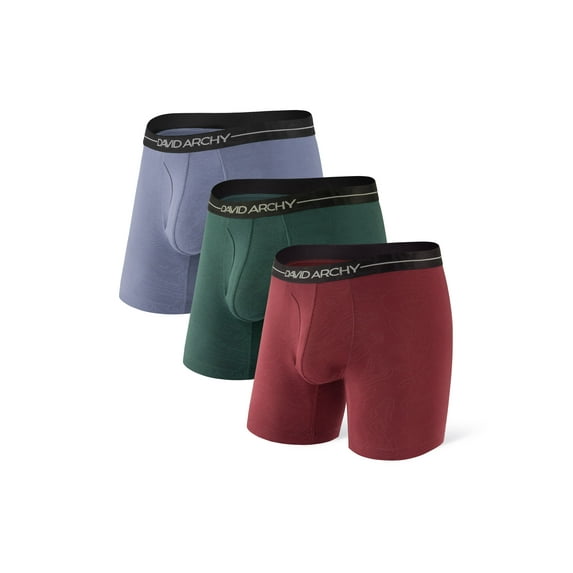 DAVID ARCHY Adult Men's Underwear Ultra Soft Micro Modal Boxer Briefs Assorted 3 Pack,Sizes S-XL