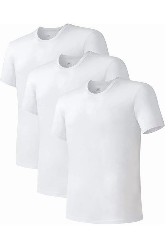Men's Undershirt Bamboo Rayon Moisture-Wicking Crewneck T-Shirts Stretch Tees for Men, 3 Pack