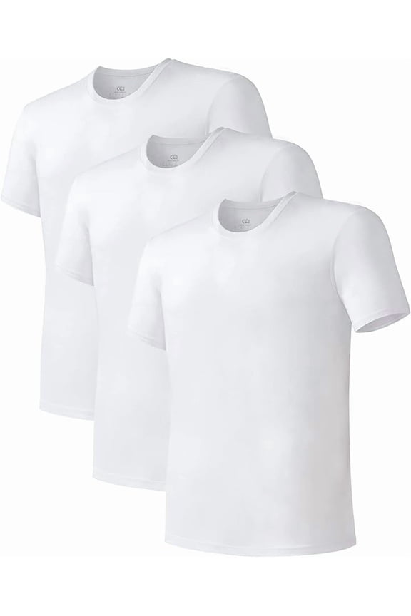 Men's Undershirt Bamboo Rayon Moisture-Wicking Crewneck T-Shirts Stretch Tees for Men, 3 Pack