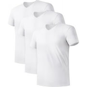 DAVID ARCHY Men's Undershirts Micro Modal Ultra Soft T-Shirts Stretch Moisture-Wicking Crewneck/V-Neck Tees for Men, 3-Pack