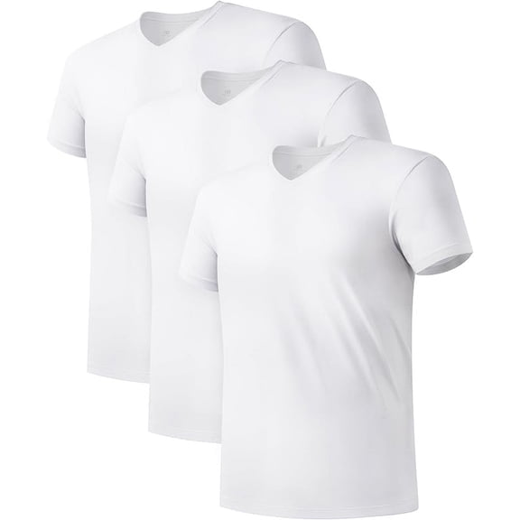 DAVID ARCHY Men's Undershirts Micro Modal Ultra Soft T-Shirts Stretch Moisture-Wicking Crewneck/V-Neck Tees for Men, 3-Pack