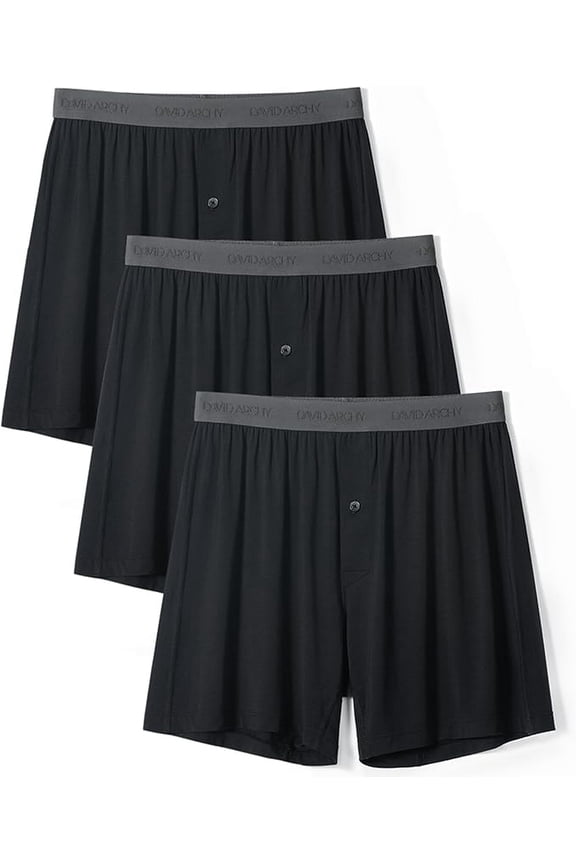 Mens Underwear Bamboo Rayon Boxers for Men Breathable and Cool Men's Boxer Shorts, 3 Pack with Button Fly 3 Pack