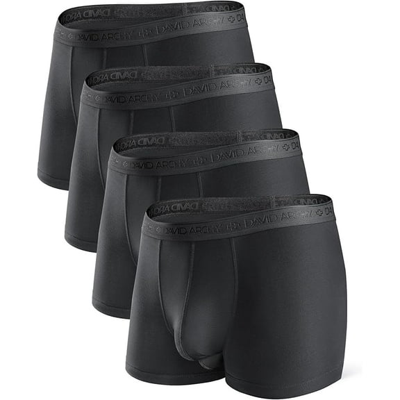 DAVID ARCHY Mens Underwear Boxer Briefs Breathable Soft Moisture-Wicking with Fly Underwear for Men 4 pack