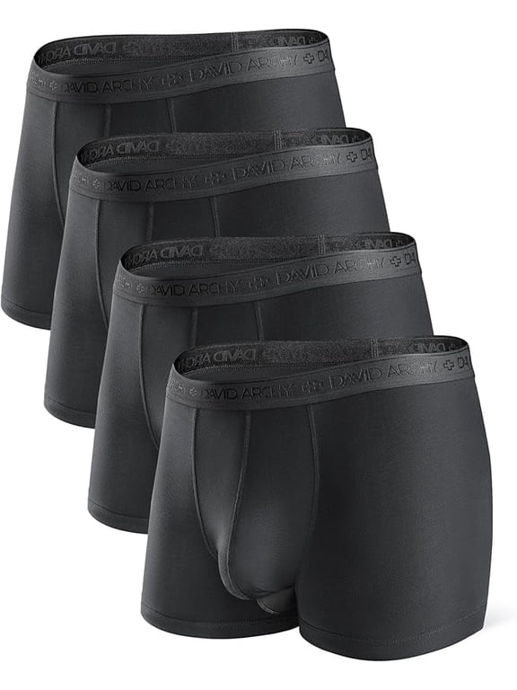 Mens Underwear Boxer Briefs Breathable Soft Moisture-Wicking with Fly Underwear for Men 4 pack