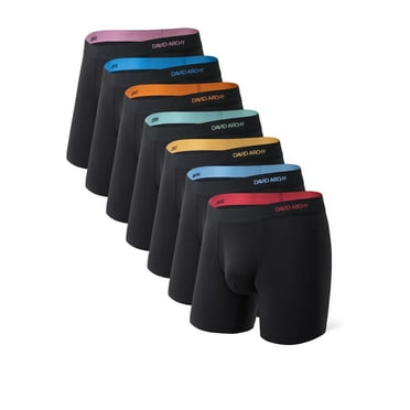 DAVID ARCHY Mens Underwear Rayon Made from Bamboo 7-Pack, Wicking-Moisture & Cool Boxer Briefs with Support Fly Pouch