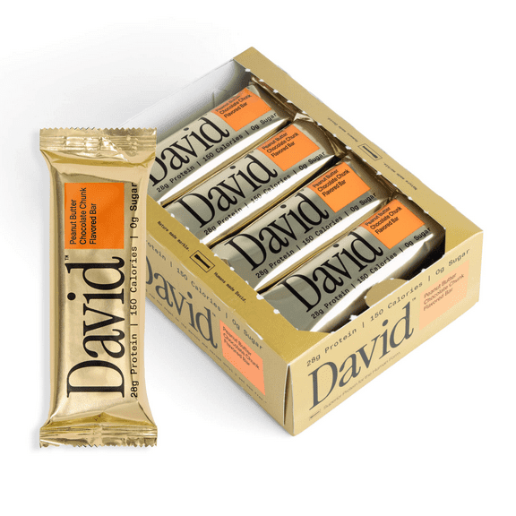 David Gold High Protein Bars, Peanut Butter Chocolate Chunk, 28g Protein - 12ct