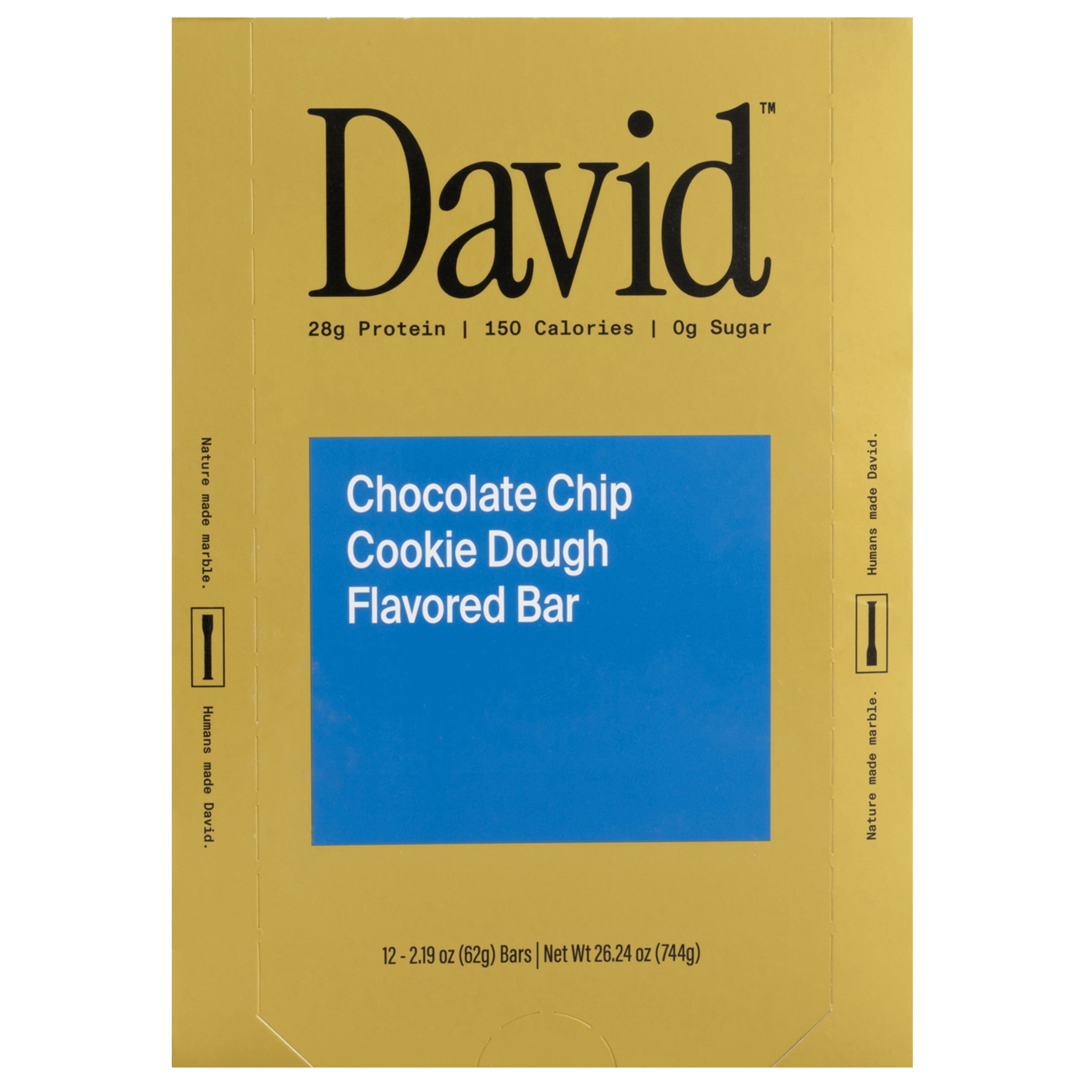 David Chocolate Chip Cookie Dough Flavored Bar 12 - 2.19 oz Bars