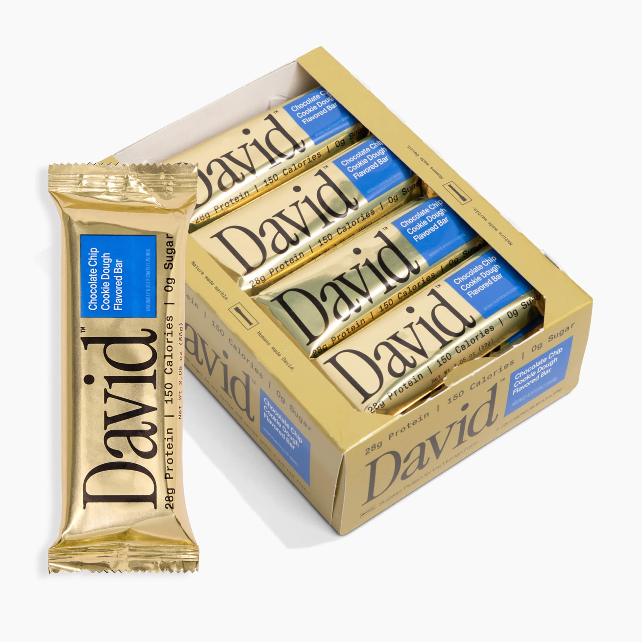 David High Protein Bars, Chocolate Chip Cookie Dough - 28g Protein (12 Count)