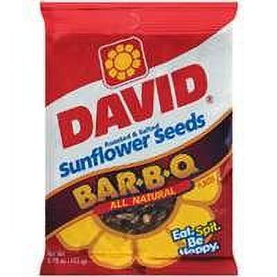 DAVID Roasted and Salted Bar-B-Q Jumbo Sunflower Seeds, Keto Friendly, 5.25 Oz [6-Bags]