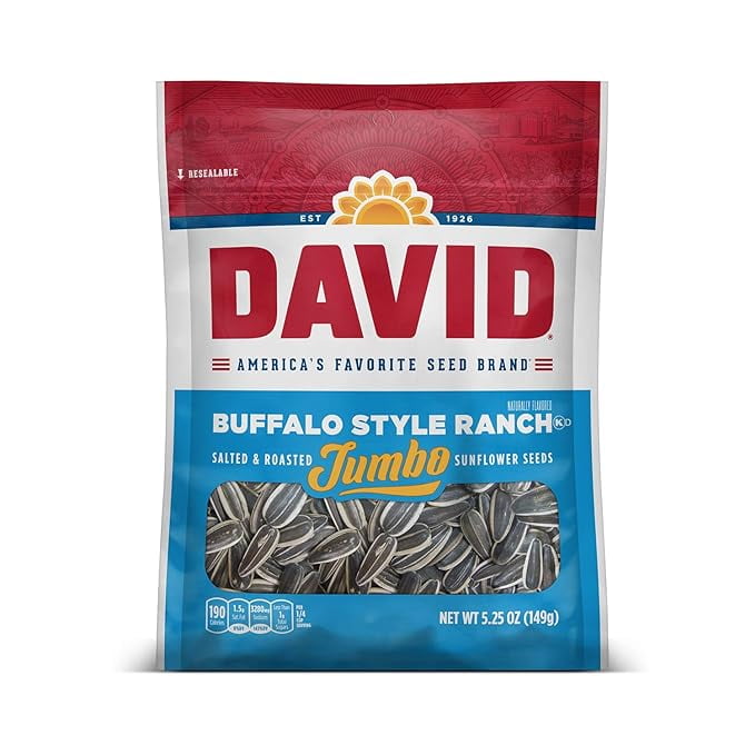 DAVID Roasted and Salted Jumbo Sunflower Seeds, Buffalo Style Ranch ...