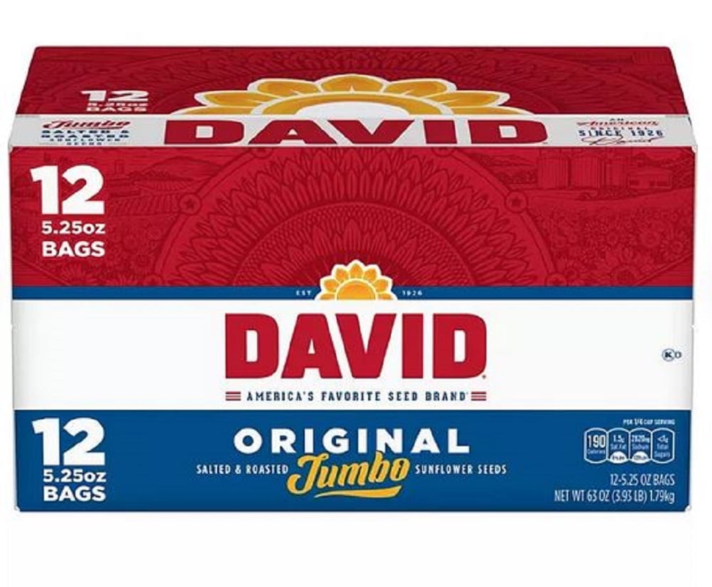 DAVID Roasted and Salted Original Jumbo Sunflower Seeds, Keto Friendly