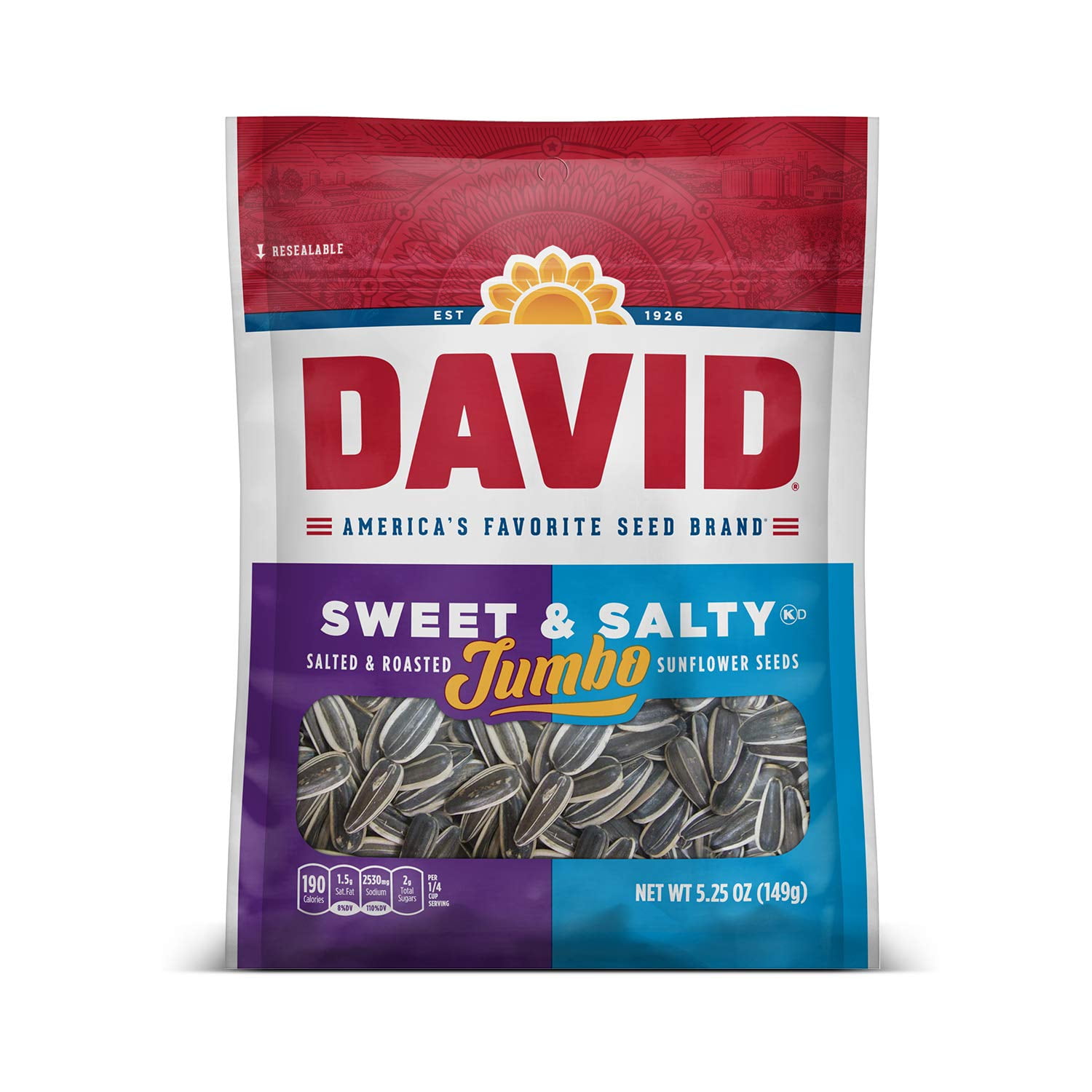 DAVID SEEDS Roasted and Salted Sweet and Salty Jumbo Sunflower