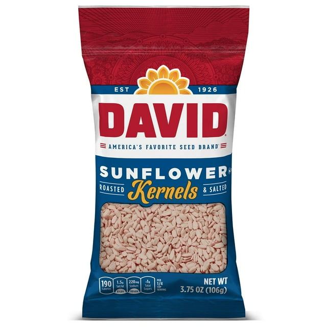 DAVID Roasted and Salted YPF5 Original Sunflower Kernels, 3.75 oz, 12 ...