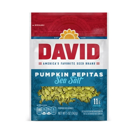 DAVID Sea Salt Pumpkin Pepitas, Salted Pumpkin Seed Kernels, 5 oz