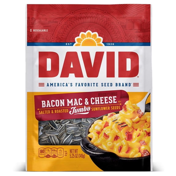 David Jumbo Salted Bacon Mac Cheese Sunflower Seed, 5.25 Ounces