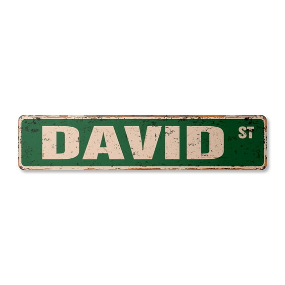 DAVID Vintage Aluminum Street Sign Childrens Name Room Metal Sign rustic metal tin | Indoor/Outdoor |  30" Wide