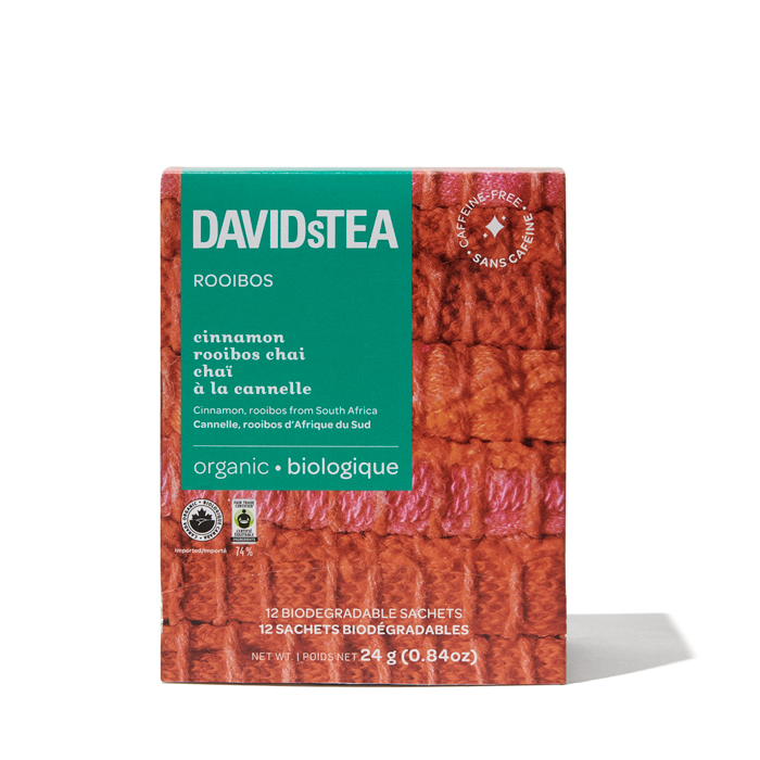DAVIDsTEA Organic Cinnamon Rooibos Chai Tea Bags, 12 Count