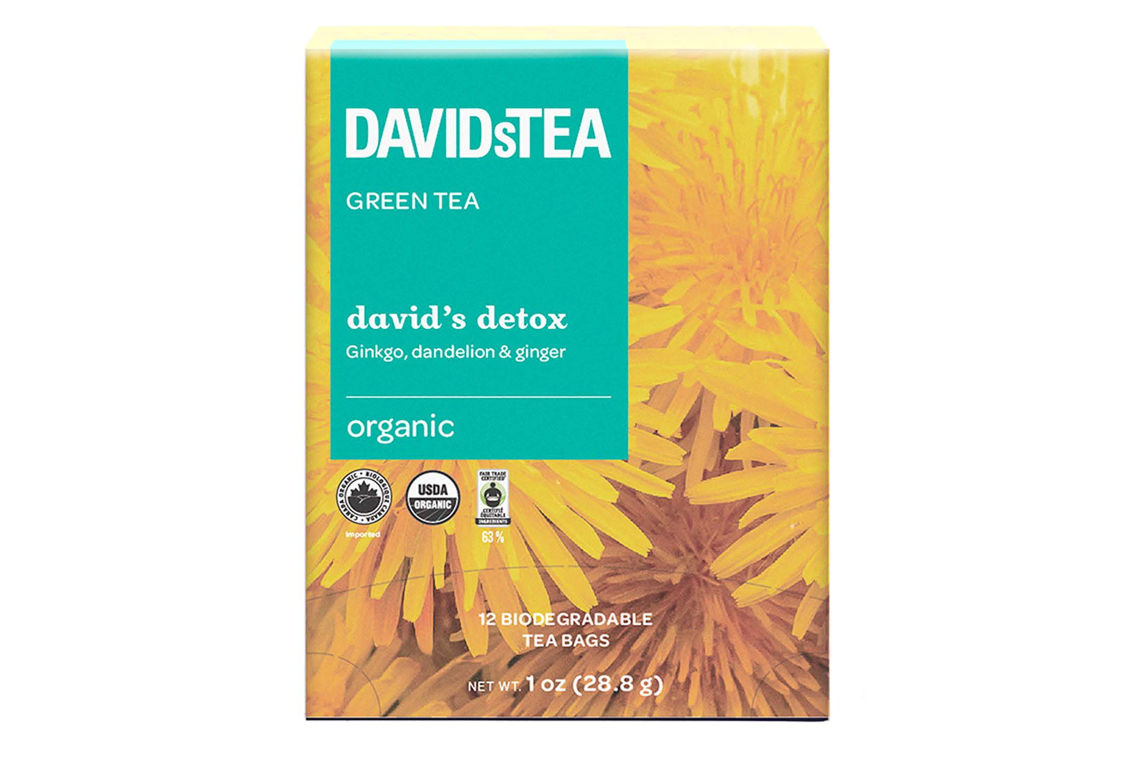 DAVIDsTEA Organic David's Detox, Green Tea - 12 Tea Bags