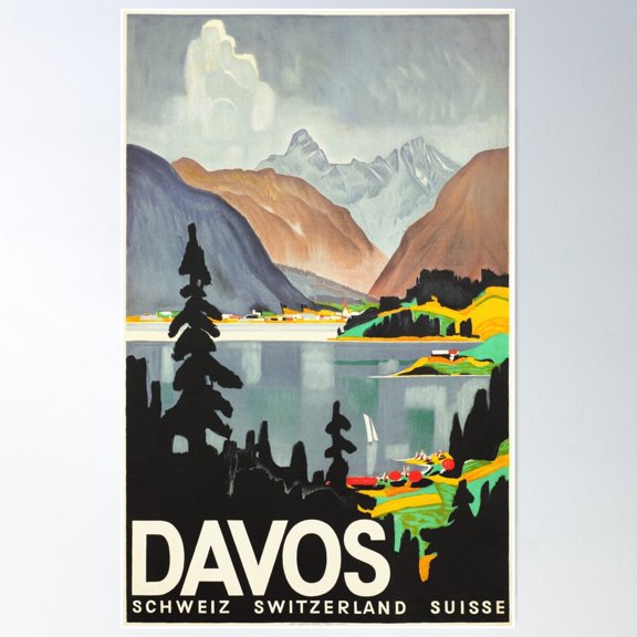 DAVOS SWITZERLAND 1932 by Otto Baumberger Vintage Travel Advertising Poster Poster, 24x36 UNFRAMED