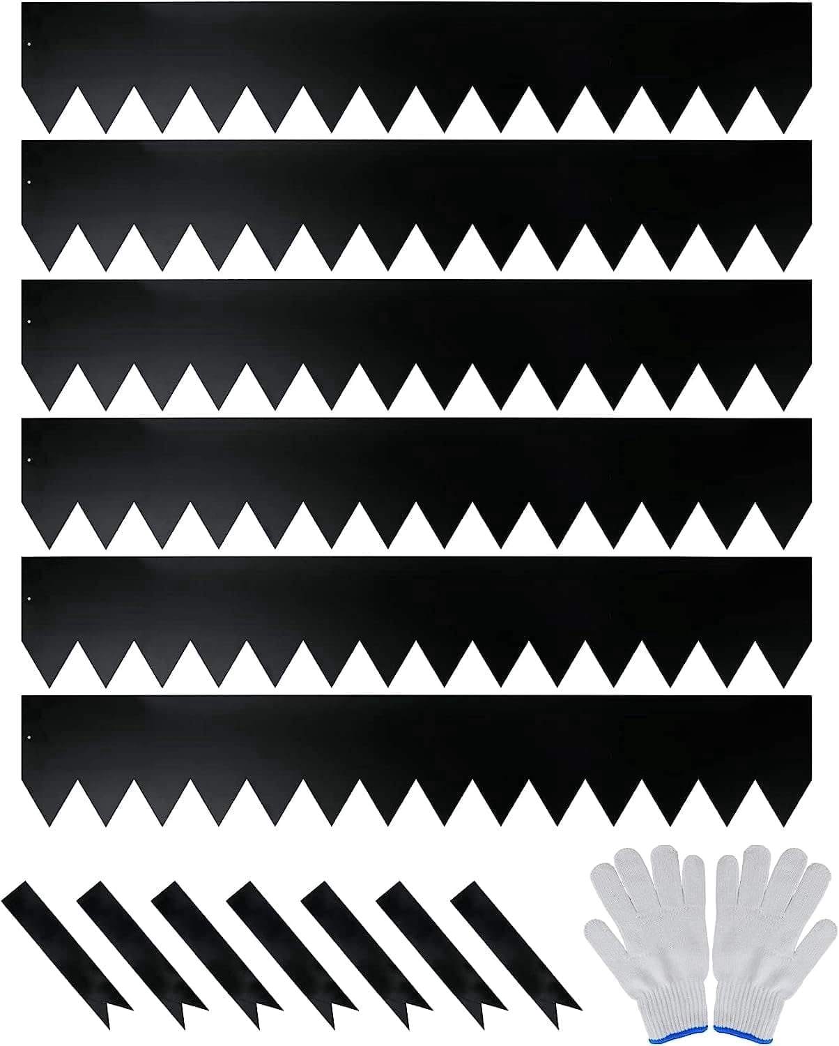 DAVYLINE 6-Pack Galvanized Steel Landscape Edging w/Black Powder Coating - 40" L x 6.5" H Strips - Hammer-in 16-Gauge Metal Edging Border w/ 7 Clips & Gloves - Edge for Lawn Yard (20Ft Total)
