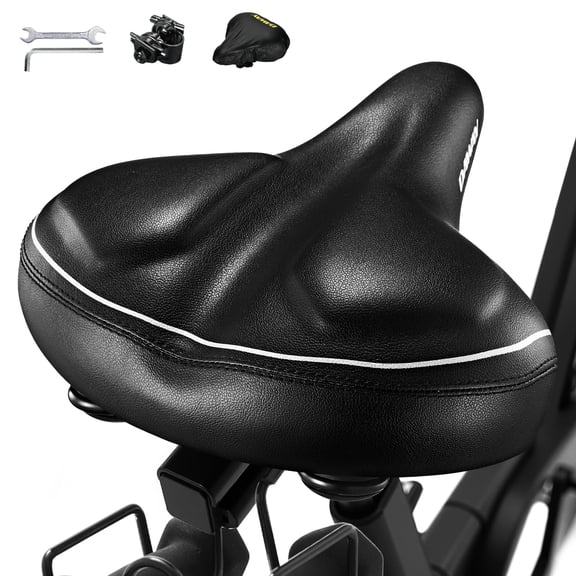DAWAY C40i Comfortable Oversized Bike Seat - Compatible with Peloton, Exercise, Mountain or Road Bikes, Extra Wide Bicycle Saddle Replacement with Memory Foam Cushion for Men Women Comfort
