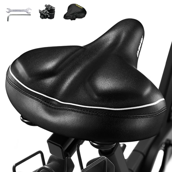 DAWAY C40i Comfortable Oversized Bike Seat - Compatible with Peloton, Exercise, Mountain or Road Bikes, Extra Wide Bicycle Saddle Replacement with Memory Foam Cushion for Men Women Comfort