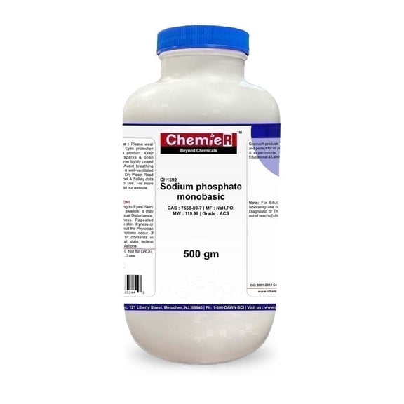 Chemier Sodium Phosphate, Monobasic, 99% Min, Anhydrous, 500 Grams