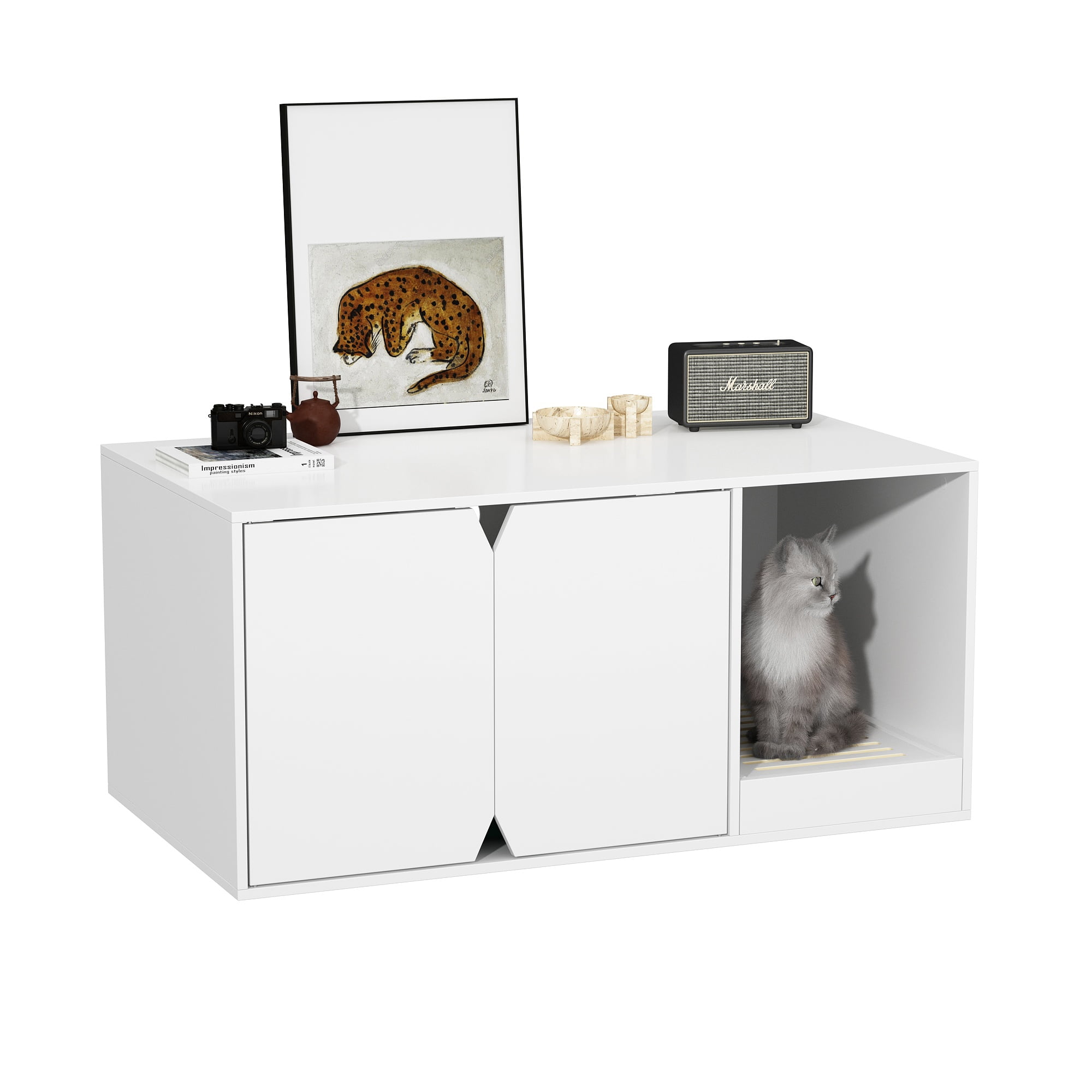 DAWNSPACES Cat Litter Box Enclosure Cat Washroom Storage with