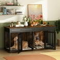 thumbnail image 1 of NARTRU 72.4" Large Double Dog Crate Kennel Furniture with Divider and 2 Drawers for 2 Medium or Large Dogs Indoor, Brown+Black, 1 of 9