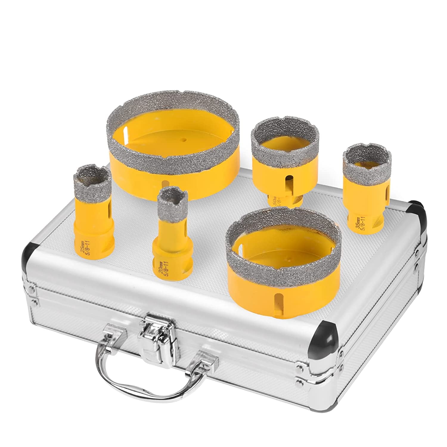 DAWOT 6PCS Diamond Core Drill Bits Set Tile Hole Saw Kit Vacuum Brazed Core Drill Bits(20/25/35/50/75/100mm) for Glass Marble Granite Stone Porcelain Tile Ceramic Brick
