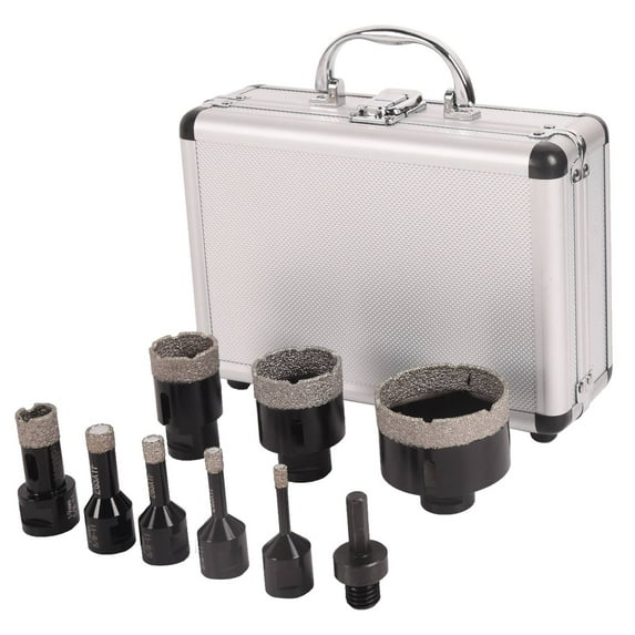 DAWOT 9-Piece Diamond Hole Saw Kit (6/8/10/13/19/35/45/65mm+Hex) for Glass Marble Granite Stone Porcelain Tile Ceramic Brick