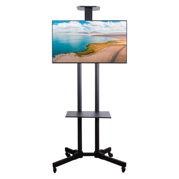 DAWOT Mobile TV Stand on Wheels for 32-65 Inch LCD LED Flat Panel Curved Screen TV TV Cart with Height Adjustable Laptop Shelf and Top Tray Movable Portable Rolling Floor TV Stand