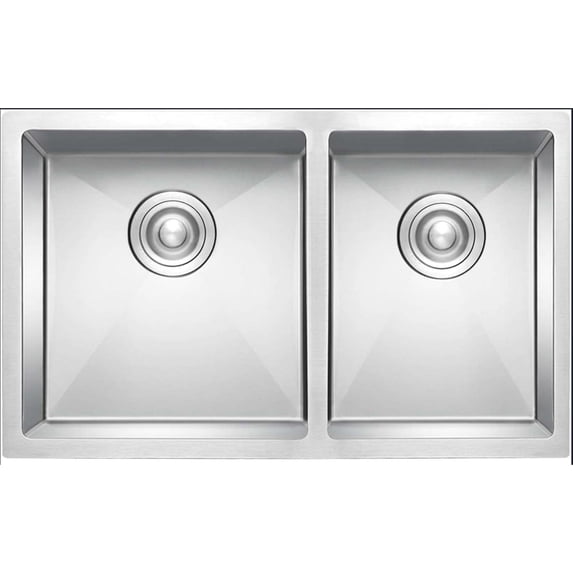 DAX 60/40 Double Bowl Undermount Kitchen Sink - 32" x 18" - 18G - R10, Stainless Steel, No Accessories Included
