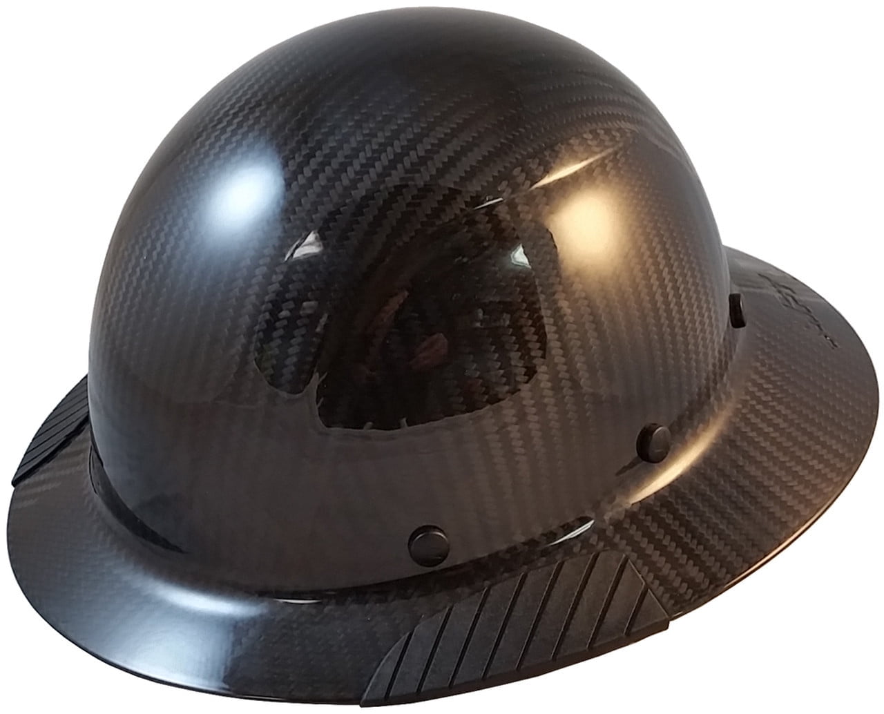 DAX Actual Carbon Fiber Material Hard Hat with Tote Bag - Full Brim Glossy Black