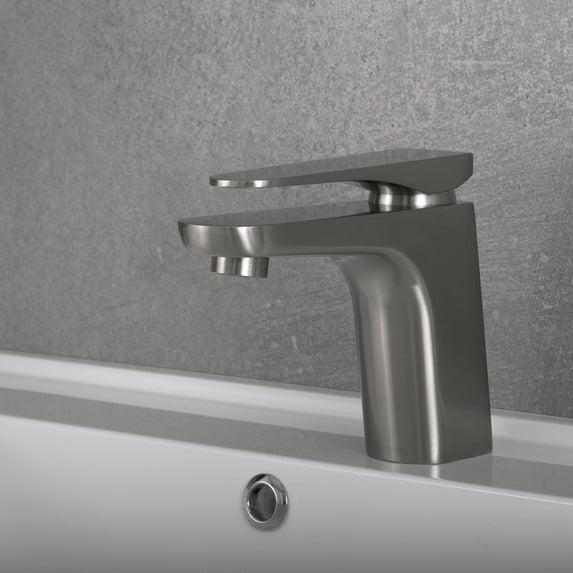 DAX Brass Single Handle Bathroom Faucet, Brushed Nickel