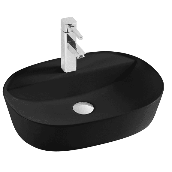 DAX Ceramic Oval Bathroom Vessel Basin, 20", White Matte