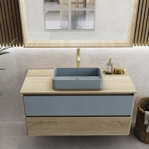 DAX Code 40" Bathroom Vanity with Wood Top and Aeda Vessel, Multi-Color
