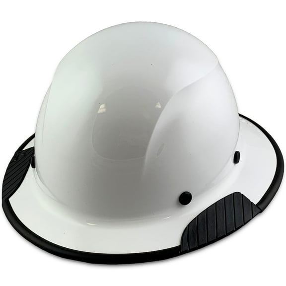 DAX Fiberglass Composite Hard Hat - Full Brim White with Protective Edge and Tote