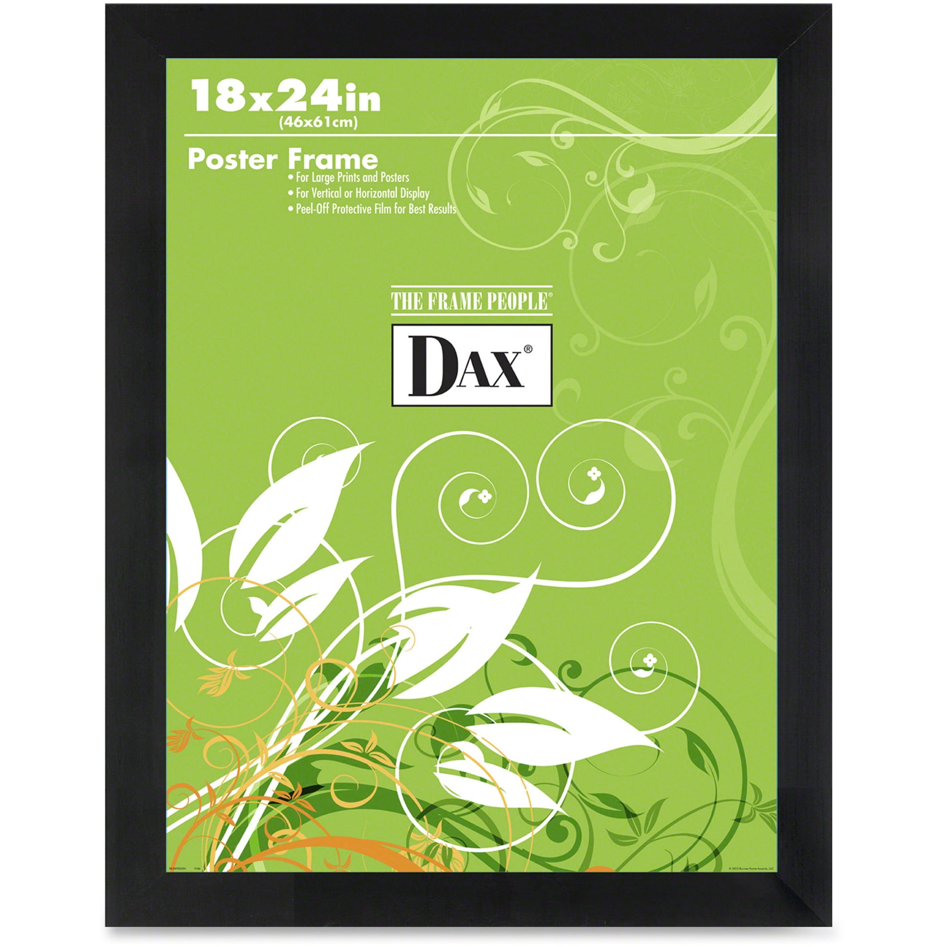 DAX Flat Face Wood Poster Frame, Clear Plastic Window, 18 x 24, Black Border