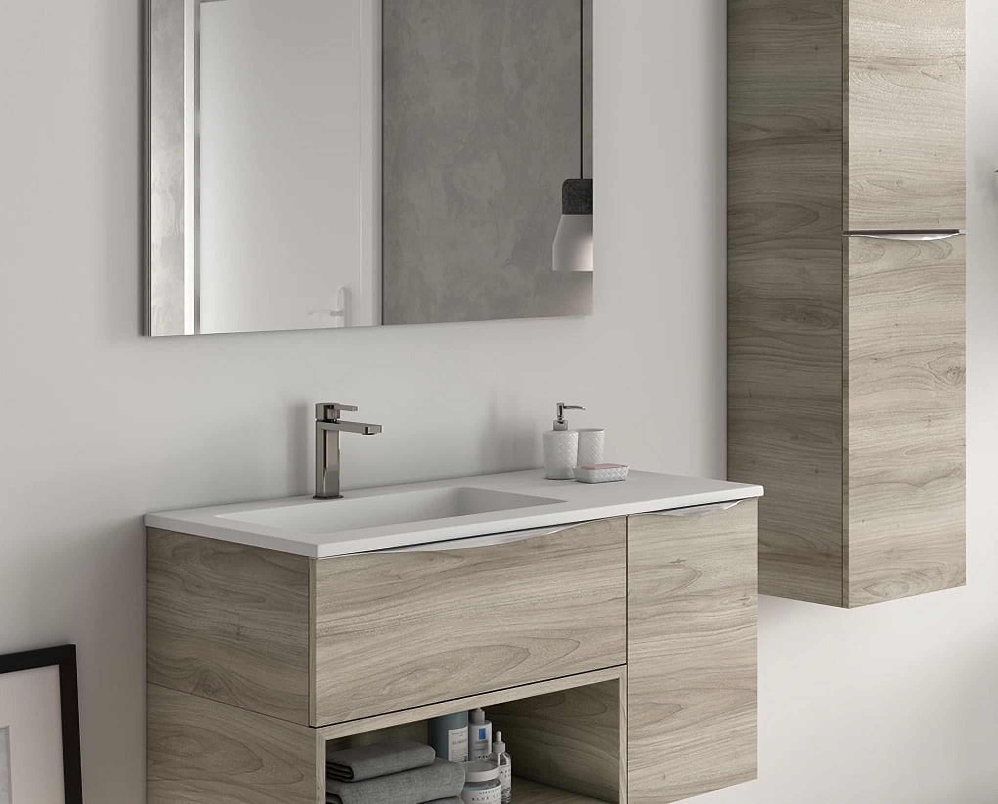 DAX Mara Solid Surface Basin with Left Single Bowl, 36