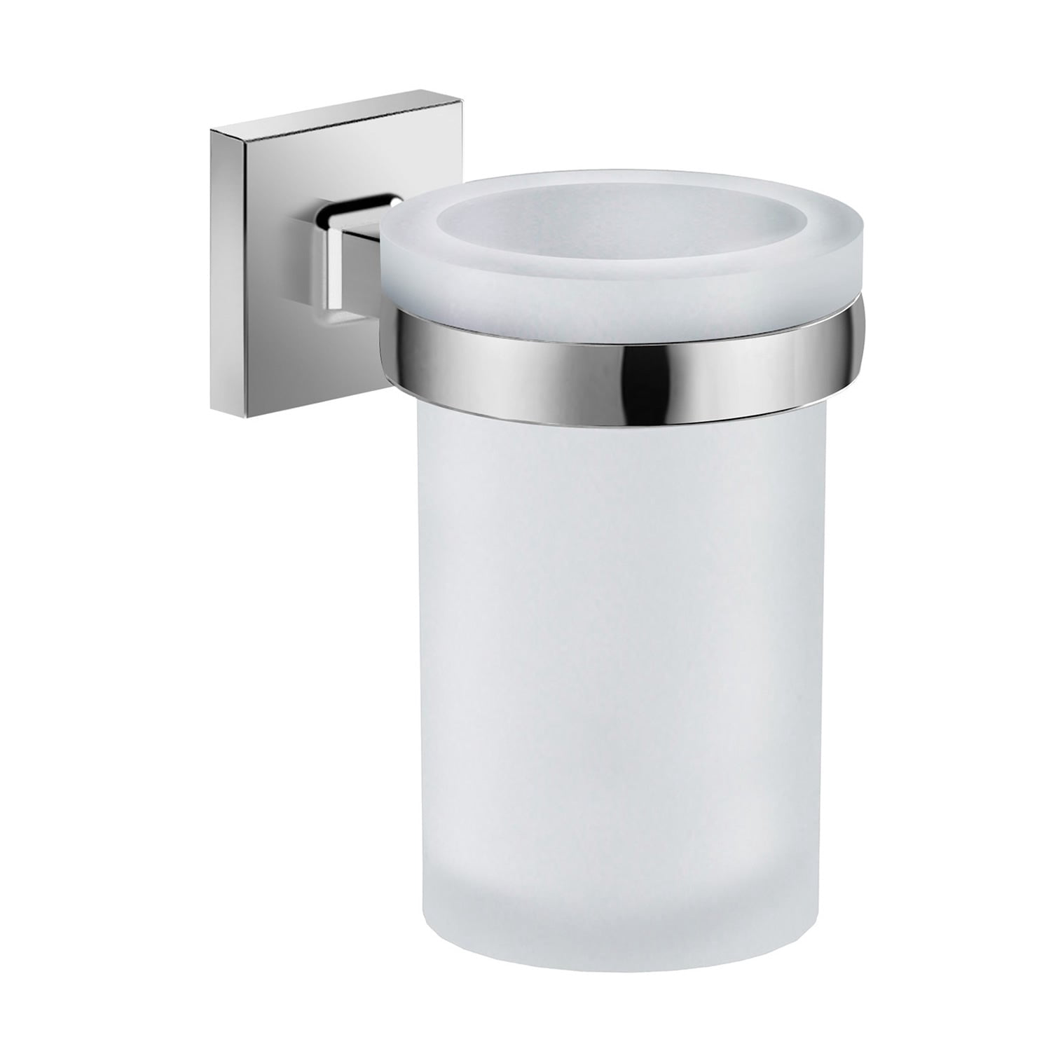 Dax Milan Bathroom Single Tumbler Toothbrush Holder Tempered Glass Cup Brushed