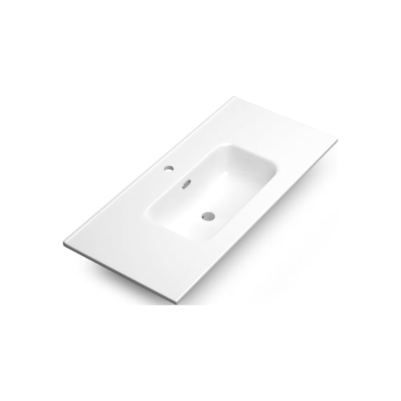 DAX Onix Glossy Ceramic Basin 40" – Modern Rectangular Bathroom Sink, Easy-Clean Durable Surface