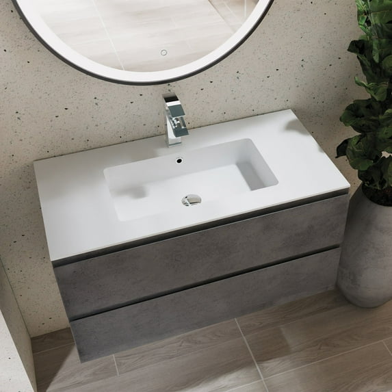 DAX Pasadena Vanity Cabinet with Glossy Toscana Basin, 36", Cement