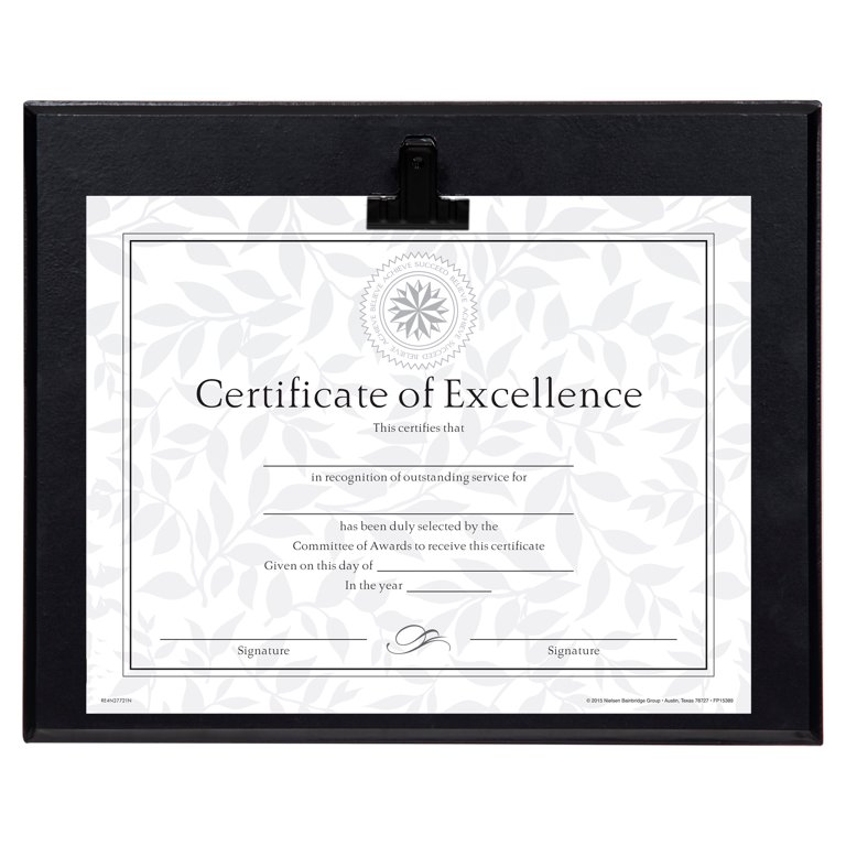 Plaque With Metal Clip, Wood, 8.5 x 11 Insert, Black Plaque With Metal Clip, Wood, 8.5 x 11 Insert, Black